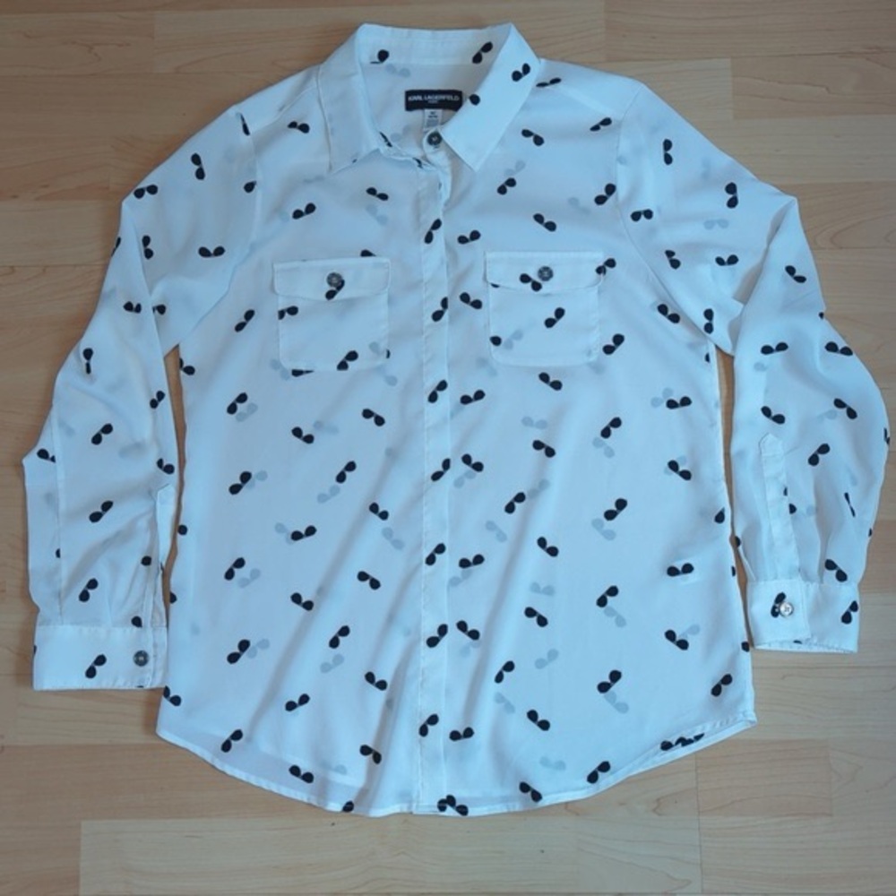 KARL LAGERFELD PARIS Womens Sunglasses Print Blouse
